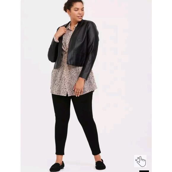 TORRID Taupe & Pink Leopard Chiffon Front Twist Tunic Top Shirt Size 0 Plus Size - Picture 4 of 11